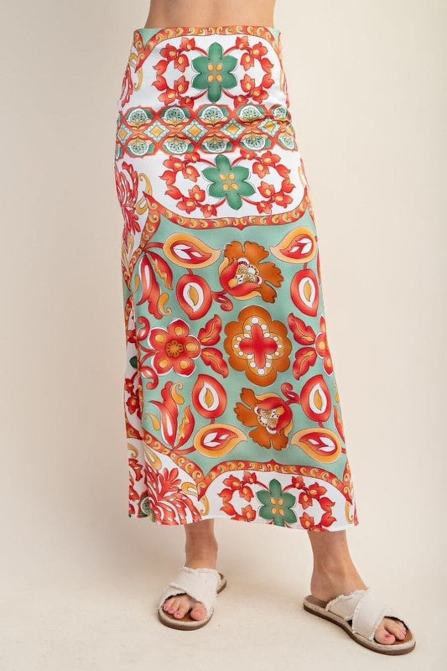 Funky Silk Midi Slip Skirt size Large